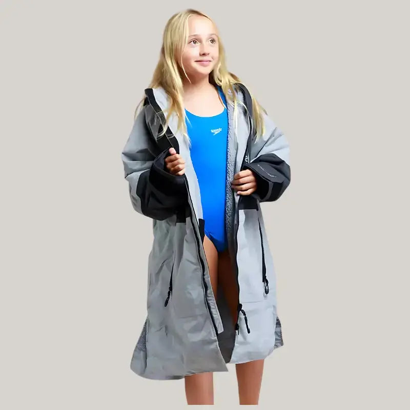 Kids After Swimming Robe | Unisex Kids Steel Grey Robe Swimcore