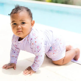 Kids Long Sleeved Swim Vest | Rash Vest Lilac Spring Swimcore