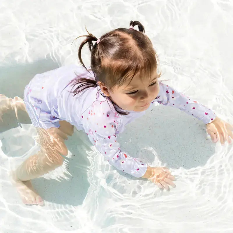 Kids Long Sleeved Swim Vest | Rash Vest Lilac Spring Swimcore