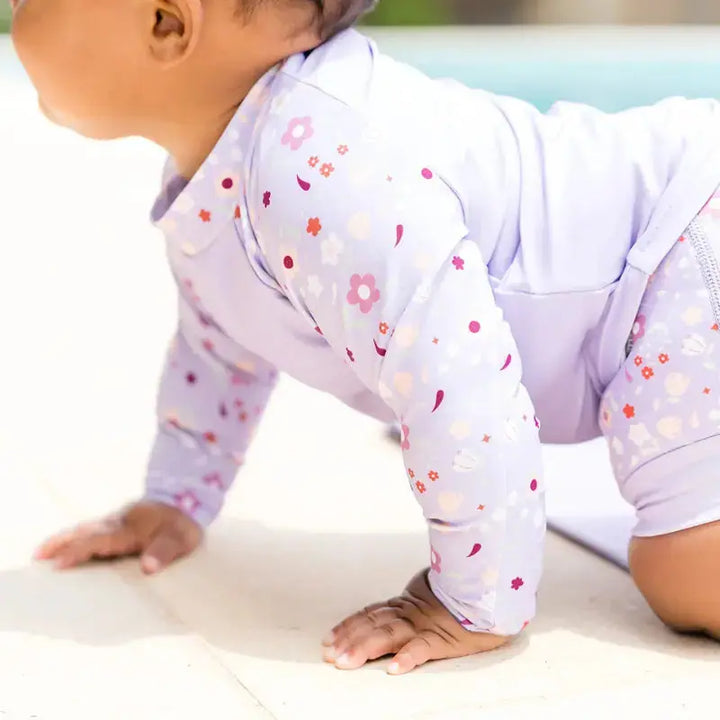 Kids Long Sleeved Swim Vest | Rash Vest Lilac Spring Swimcore