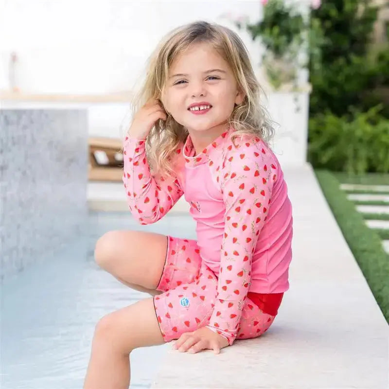 Kids Long Sleeved Swim Vest | Rash Vest Strawberry Field Swimcore