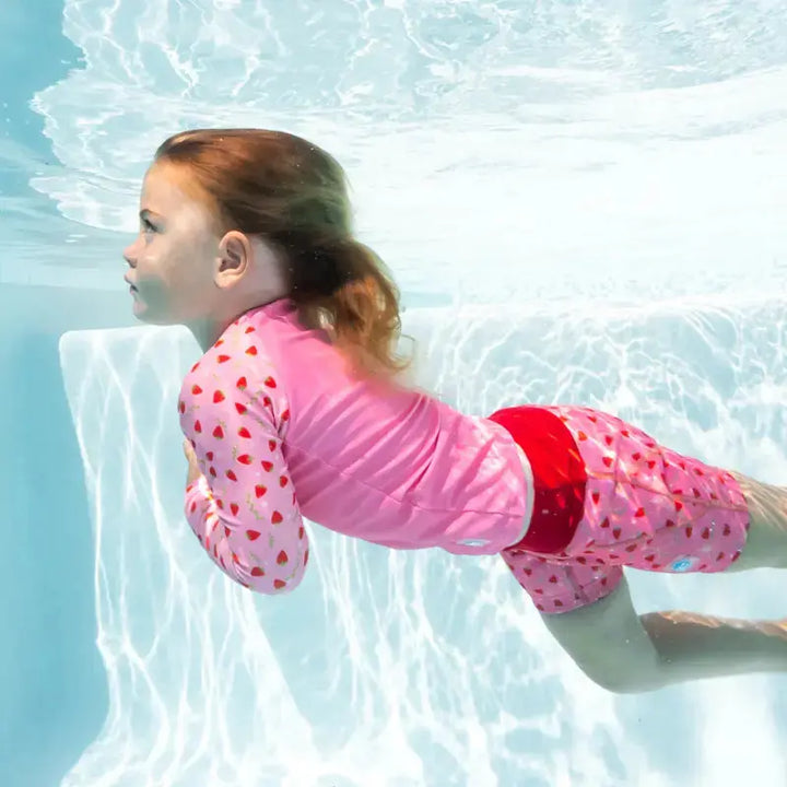 Kids Long Sleeved Swim Vest | Rash Vest Strawberry Field Swimcore