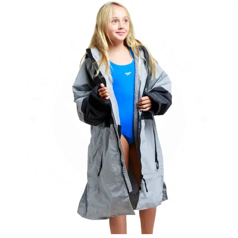 Kids Pool Swimming Robe | Steel Grey Unisex Hard Shell Robe Swimcore