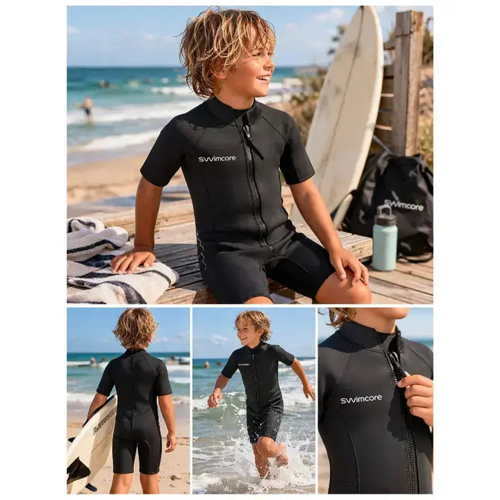 Kids Shorty Wetsuit Neoprene | Swimcore Front Zip Thermal Wetsuit Swimcore