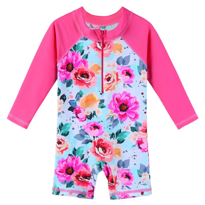 ​Baby's Floral Long Sleeve Swimsuit | Kids Swimming Suit - SwimcoreBaby's Floral Long Sleeve Swimsuit