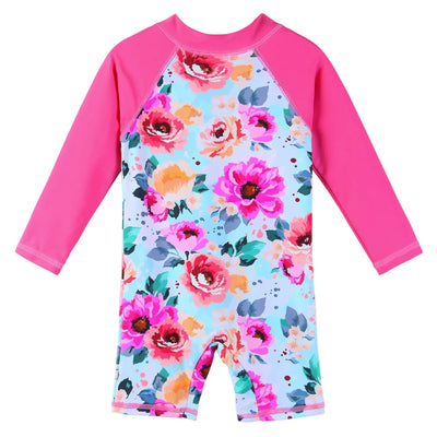 ​Baby's Floral Long Sleeve Swimsuit | Kids Swimming Suit - SwimcoreBaby's Floral Long Sleeve Swimsuit