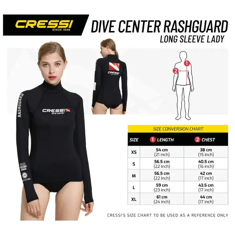 Ladies Rashguard Long Sleeve | UV50+ Cressi Swim Top Swimcore