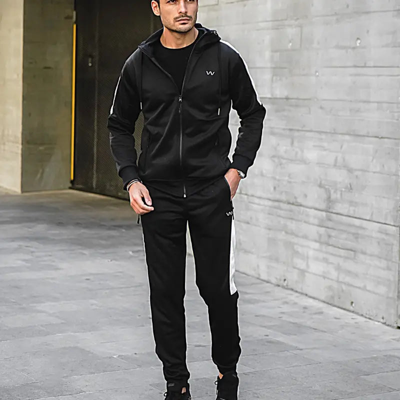 Men Tracksuit East London | All Black Premium Tracksuit Set Swimcore