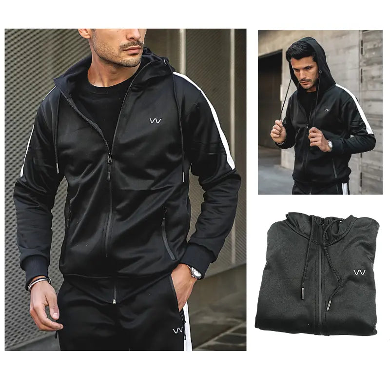 Men Tracksuit East London | All Black Premium Tracksuit Set Swimcore