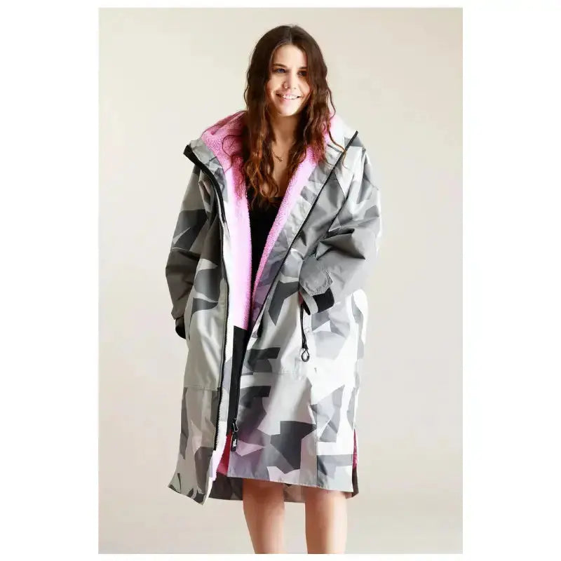 Post Swimming Unisex Robe | Arctic Camo Pink Hard Shell Robe Swimcore