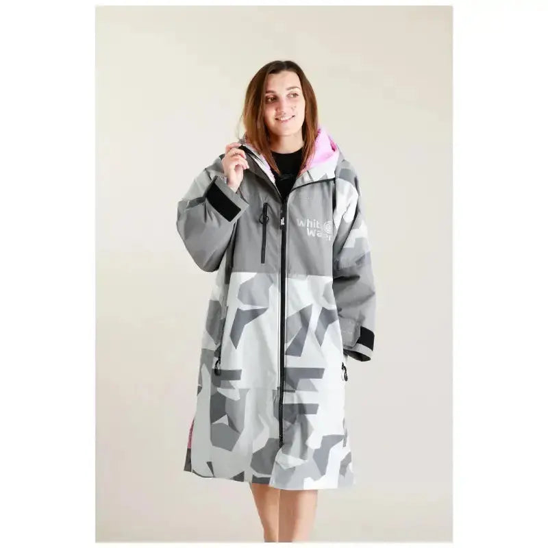 Post Swimming Unisex Robe | Arctic Camo Pink Hard Shell Robe Swimcore