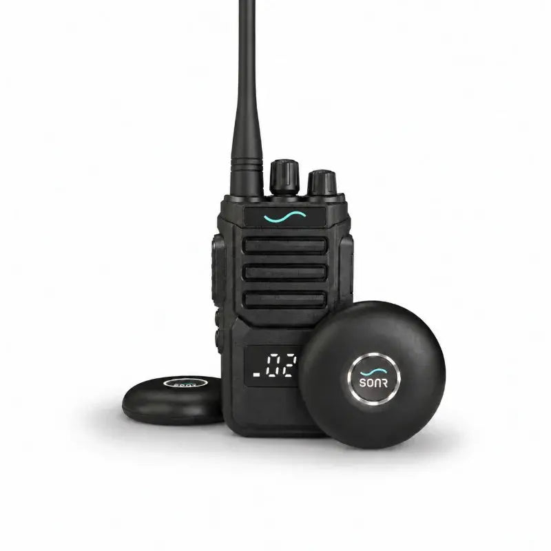 SONR swimming coach radio with 2 black receivers