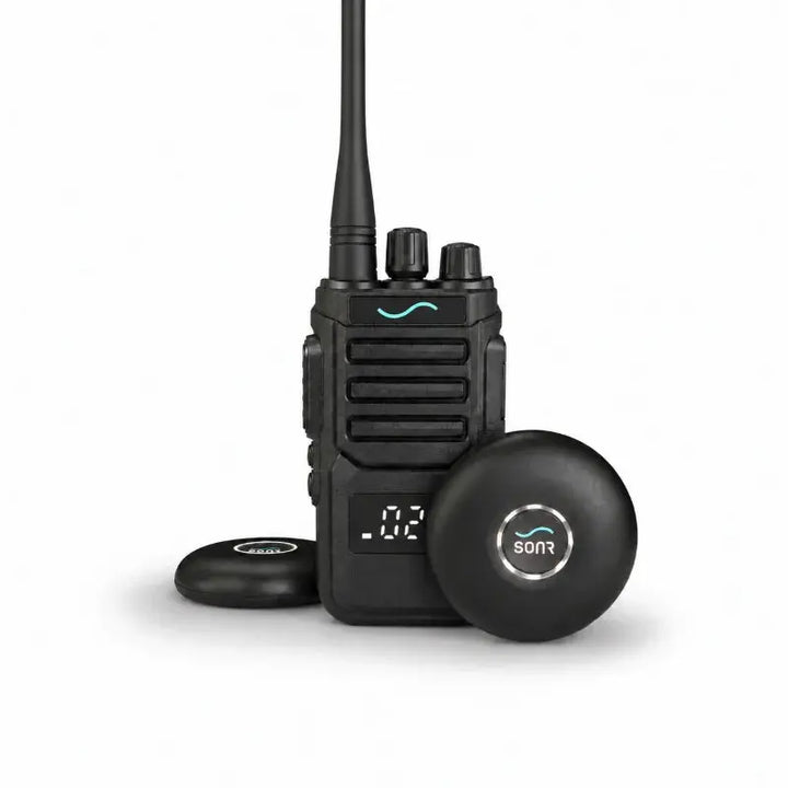SONR swimming coach radio with 2 black receivers