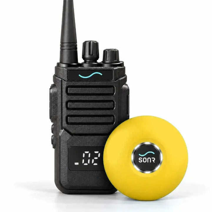 SONR swimming coach radio with 1 yellow receiver