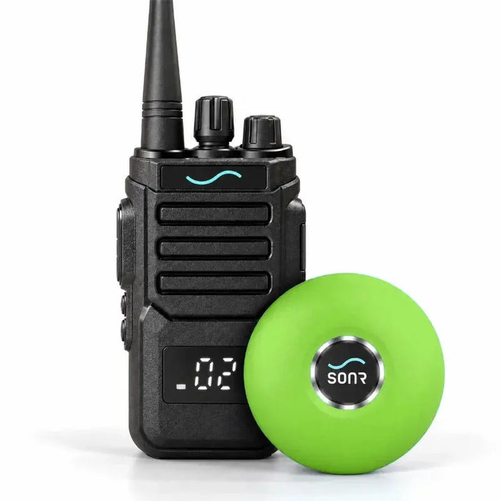 SONR swimming coach radio with 1 green receiver