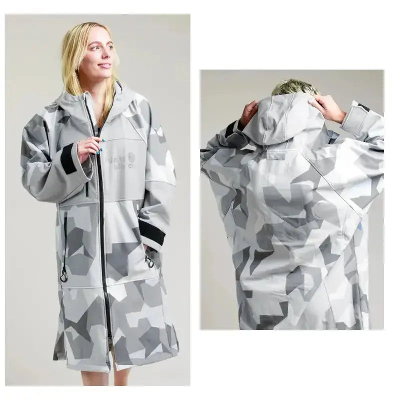 Unisex Post Swimming Robes | Soft Shell Arctic Camo Robe Swimcore