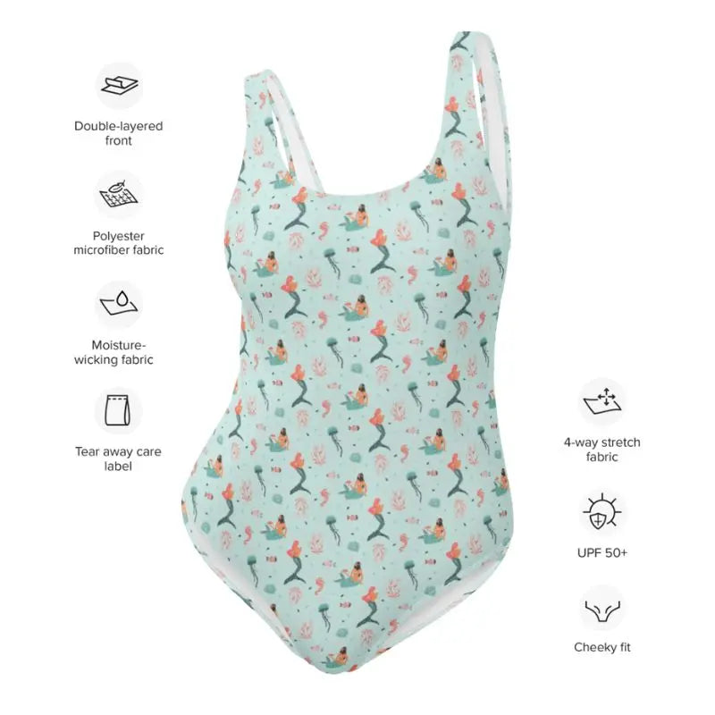 Vintage Swimsuit One-Piece | Sea Mermaid Swimsuit Swimcore