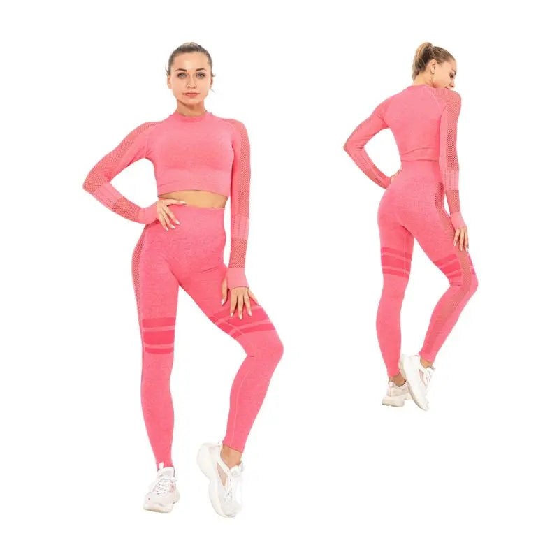 Women Cropped Top Set | Yoga Gym Women&