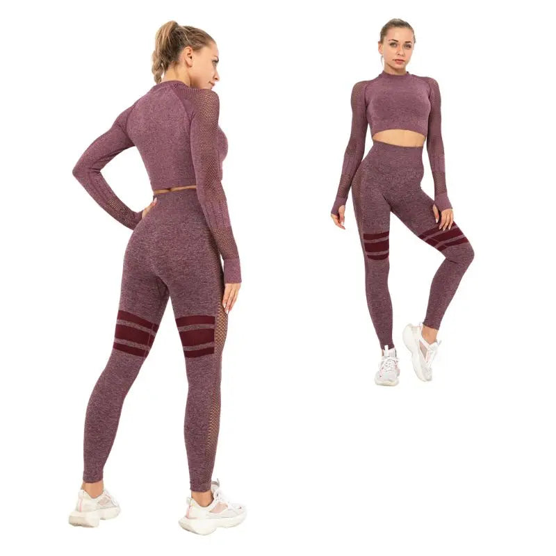 Women Cropped Top Set | Yoga Gym Women&