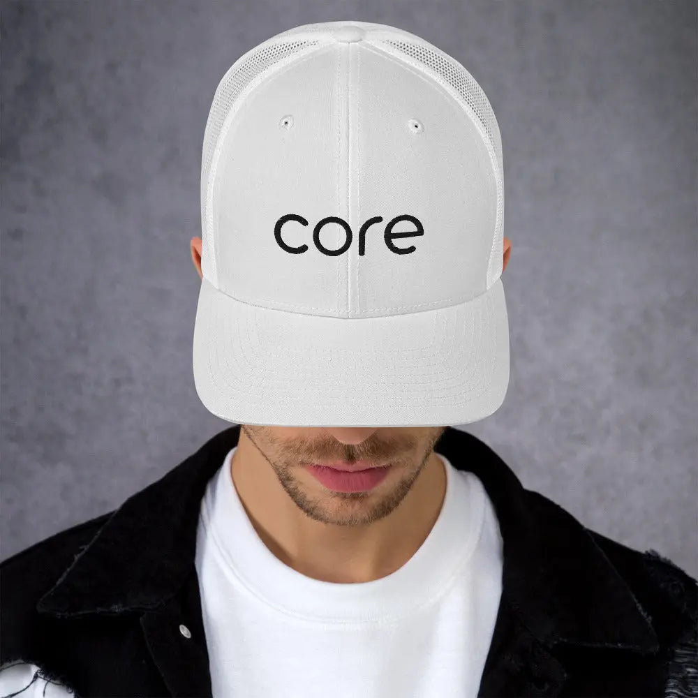 Core Hat White | Swimming &amp; Fitness Coach | Trucker Cap Swimcore