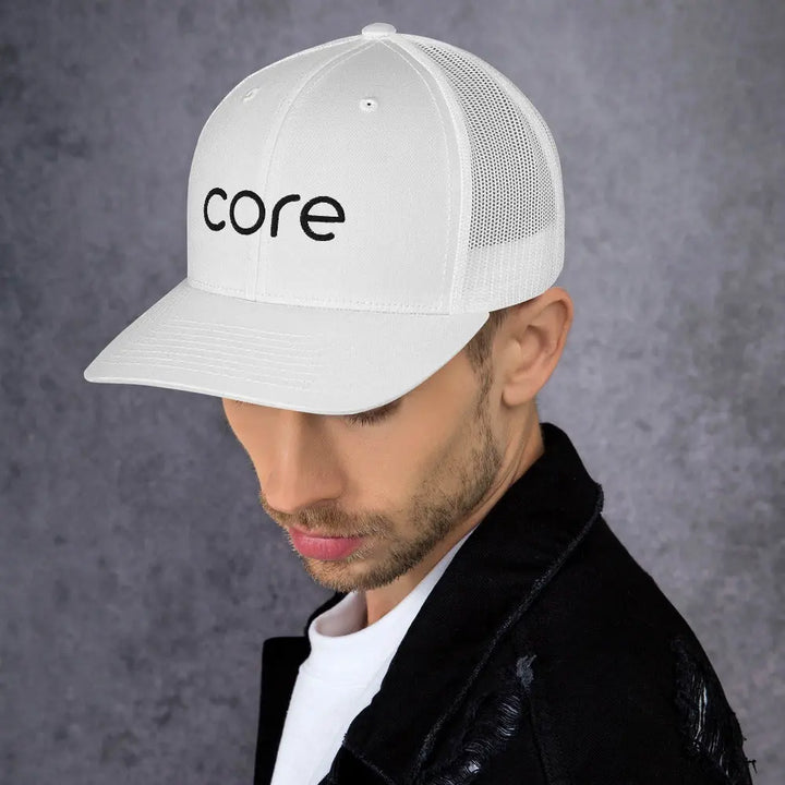 Core Hat White | Swimming &amp; Fitness Coach | Trucker Cap Swimcore
