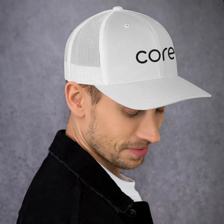 Core Hat White | Swimming &amp; Fitness Coach | Trucker Cap Swimcore
