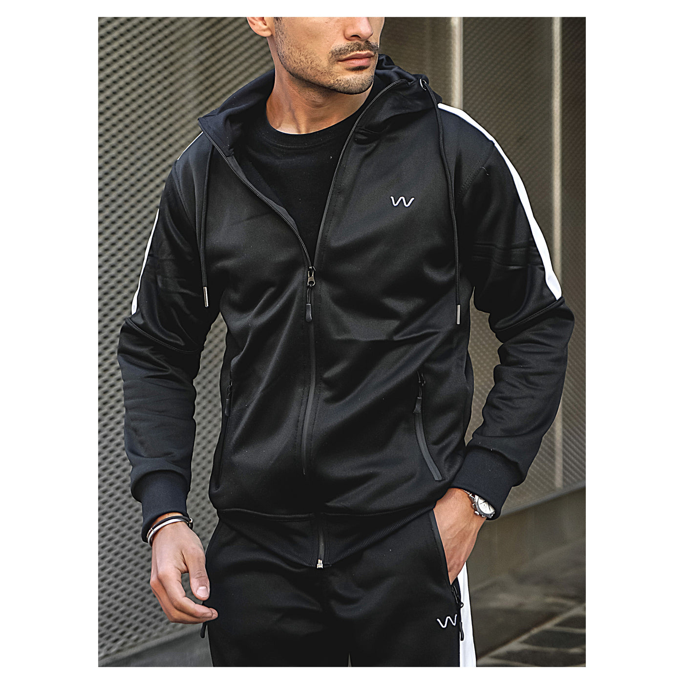 East London Tracksuit | Men's 2 Pieces Black Tracksuit Swimcore