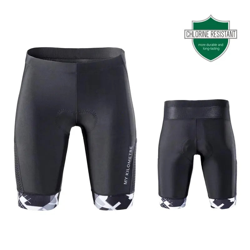 MY KILOMETRE Triathlon Shorts Mens 9&amp;quot; | Easy Reach Leg Pockets | Chamois for Long-Distance Tri Race Cycling Shorts Swimcore