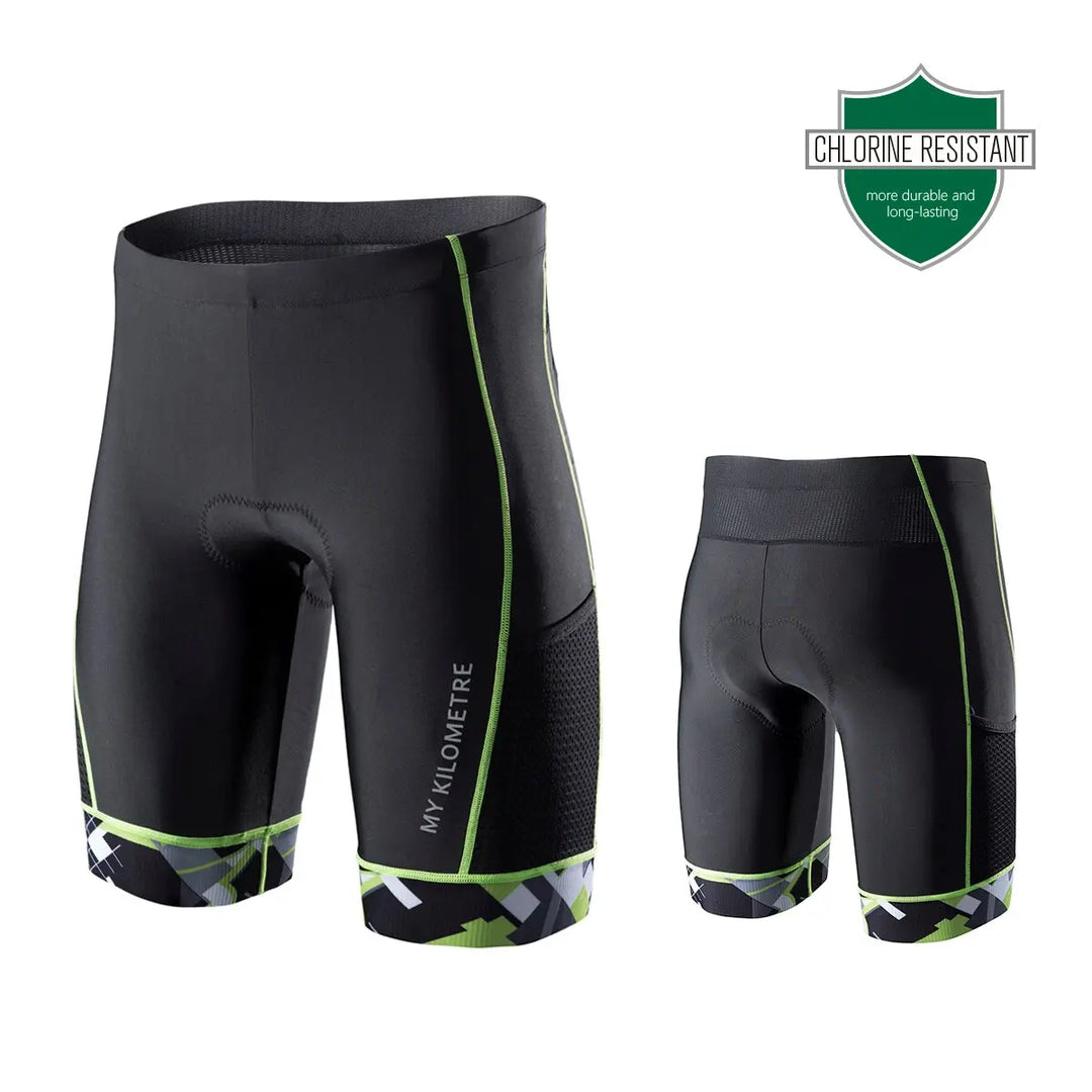 MY KILOMETRE Triathlon Shorts Mens 9&amp;quot; | Easy Reach Leg Pockets | Chamois for Long-Distance Tri Race Cycling Shorts Swimcore