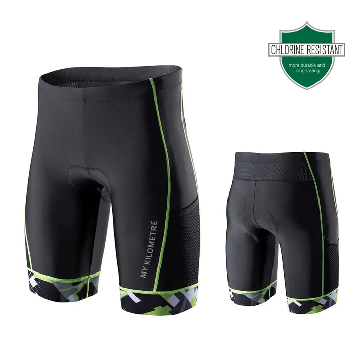 MY KILOMETRE Triathlon Shorts Mens 9&amp;quot; | Easy Reach Leg Pockets | Chamois for Long-Distance Tri Race Cycling Shorts Swimcore