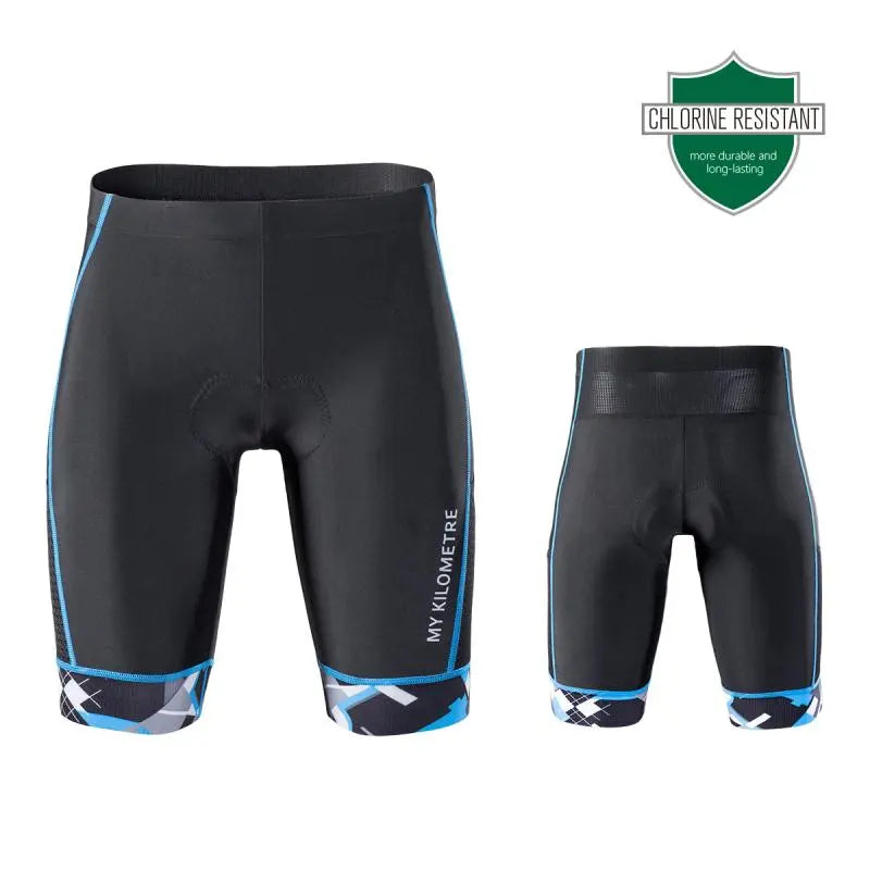 MY KILOMETRE Triathlon Shorts Mens 9&quot; | Easy Reach Leg Pockets | Chamois for Long-Distance Tri Race Cycling Shorts Swimcore