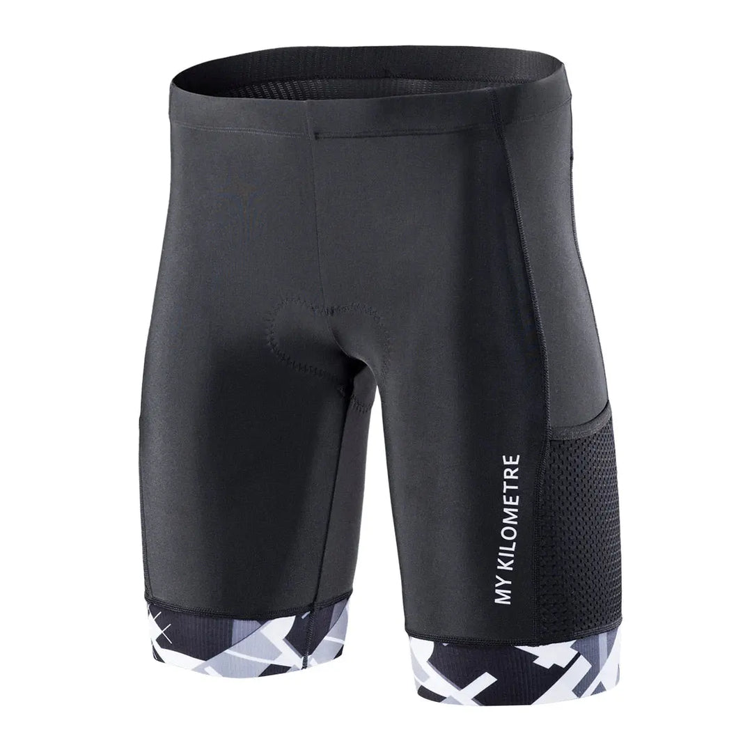 MY KILOMETRE Triathlon Shorts Mens 9&amp;quot; | Easy Reach Leg Pockets | Chamois for Long-Distance Tri Race Cycling Shorts Swimcore