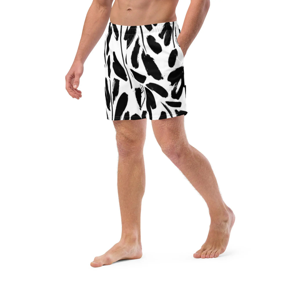 Men Swim Shorts Design | Black and White Swimsuit Swimcore