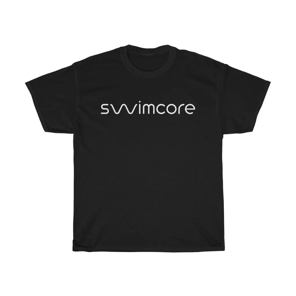 Swimcore T-shirt Black | Unisex Heavy Cotton Tee Printify